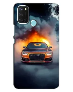 Чохол для Realme C17 з картинкою «Audi у вогняному диму»