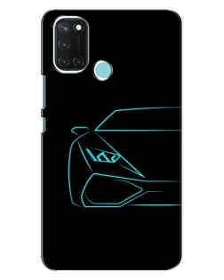 Чехол для Realme C17 с картинкой «Голубой силуэт Lamborghini»