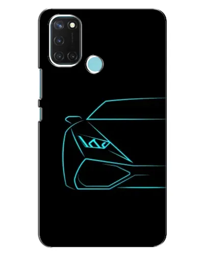 Чехол для Realme C17 с картинкой «Голубой силуэт Lamborghini»