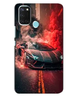 Чехол для Realme C17 с картинкой «Lamborghini красный дым»