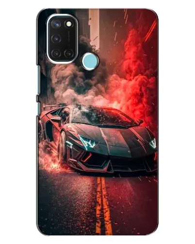 Чехол для Realme C17 с картинкой «Lamborghini красный дым»
