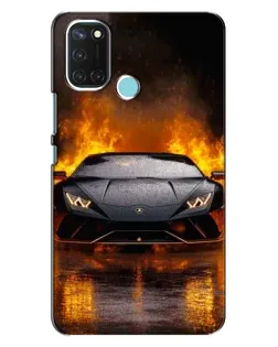 Чехол для Realme C17 с картинкой «Lamborghini в огне»