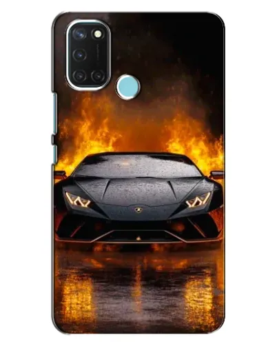 Чехол для Realme C17 с картинкой «Lamborghini в огне»