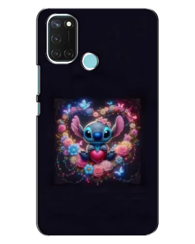 Чохол для Realme C17 з картинкою «Stitch у квітах»