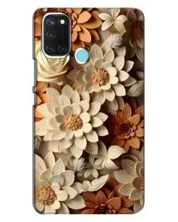 Чохол для Realme C17 з картинкою «Бежевий флористичний декор»