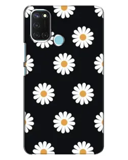 Чохол для Realme C17 з картинкою «Ромашки на чорному»
