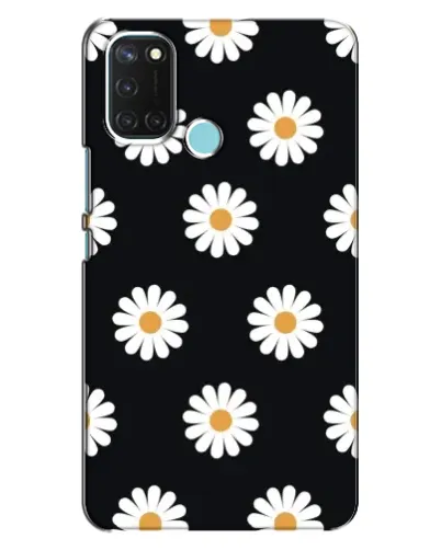 Чохол для Realme C17 з картинкою «Ромашки на чорному»