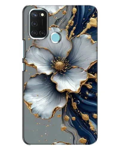Чохол для Realme C17 з картинкою «Біла квітка та золотий флюїд» Чохол для Realme C17 з картинкою «Біла квітка та золотий флюїд»