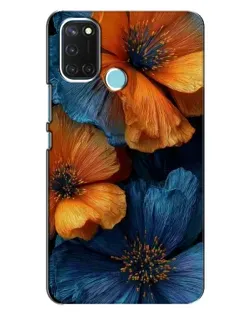 Чохол для Realme C17 з картинкою «Яскрава синьо-помаранчева флора»
