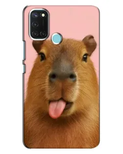 Чехол для Realme C17 с картинкой «Капибара с языком»