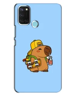 Чехол для Realme C17 с картинкой «Капибара на скейте»