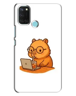 Чехол для Realme C17 с картинкой «Капибара с ноутбуком»