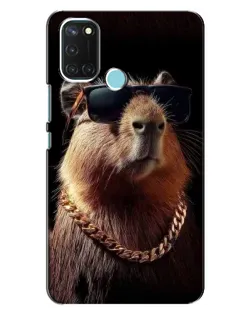 Чехол для Realme C17 с картинкой «Капибара золотая цепь»