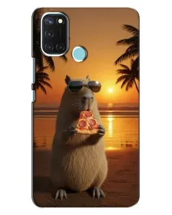 Чехол для Realme C17 с картинкой «Капибара с пиццей»