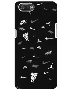 Чехол для Realme C2 с картинкой «Nike Black Pattern»