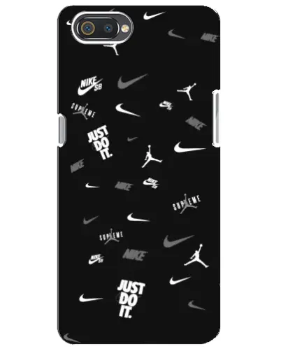 Чехол для Realme C2 с картинкой «Nike Black Pattern»