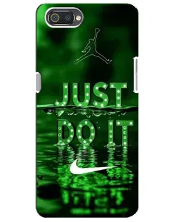Чехол для Realme C2 с картинкой «Зеленый неоновый Nike»