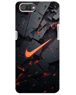 Чехол для Realme C2 с картинкой «Nike — эффект разломов»