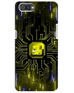 Чехол для Realme C2 с картинкой «Nike — золотая искра»