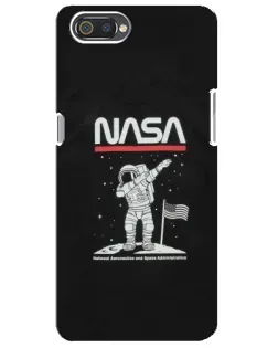 Чехол для Realme C2 с картинкой «NASA — шагаем по Луне»