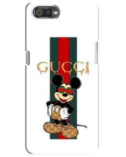 Чехол для Realme C2 с картинкой «Микки Маус Gucci — полосы»
