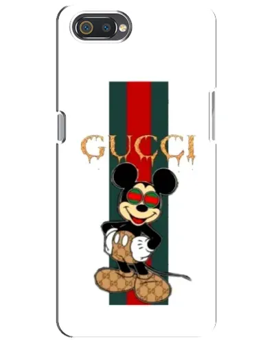 Чехол для Realme C2 с картинкой «Микки Маус Gucci — полосы»