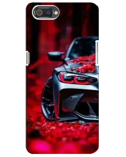 Чехол для Realme C2 с картинкой «Спортивная BMW и цветы»