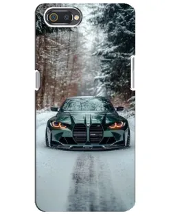 Чехол для Realme C2 с картинкой «BMW в зимнем лесу»