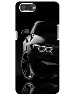 Чехол для Realme C2 с картинкой «Черная BMW — профиль»