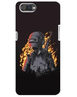 Чохол для Realme C2 з картинкою «PUBG — вогняний силует»