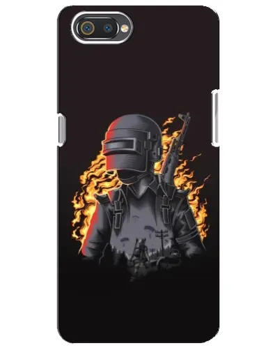 Чохол для Realme C2 з картинкою «PUBG — вогняний силует»