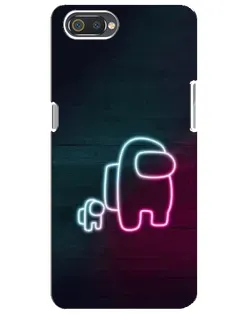 Чохол для Realme C2 з картинкою «Among Us неон-арт»
