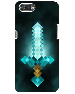 Чехол для Realme C2 с картинкой «Алмазный меч неон»