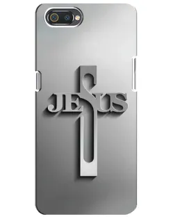 Чехол для Realme C2 с картинкой «Металлический крест Jesus»