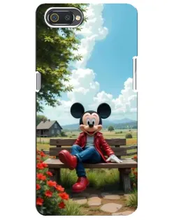 Чехол для Realme C2 с картинкой «Микки на скамейке»