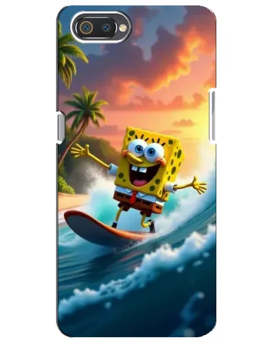Чехол для Realme C2 с картинкой «Губка Боб серфингист»
