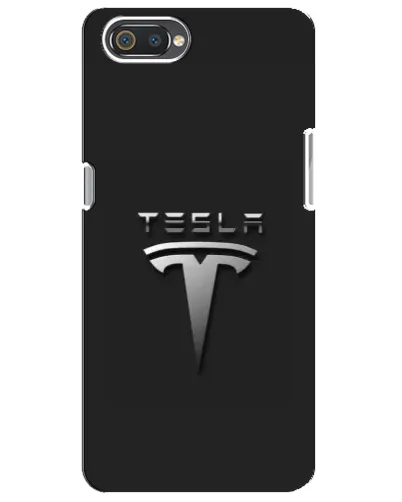 Чехол для Realme C2 с картинкой «Стальной логотип Tesla»
