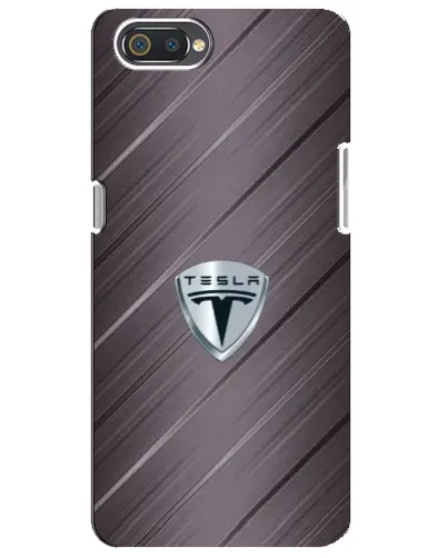 Чехол для Realme C2 с картинкой «Металлическая текстура Tesla»