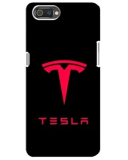 Чехол для Realme C2 с картинкой «Tesla Red Logo»