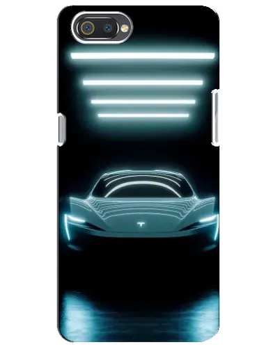 Чехол для Realme C2 с картинкой «Tesla в неоне»