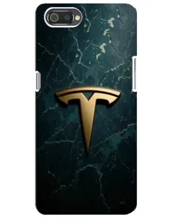 Чехол для Realme C2 с картинкой «Мраморная Tesla Gold»