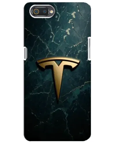 Чехол для Realme C2 с картинкой «Мраморная Tesla Gold»