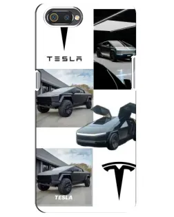 Чехол для Realme C2 с картинкой «Коллаж Cybertruck Tesla»