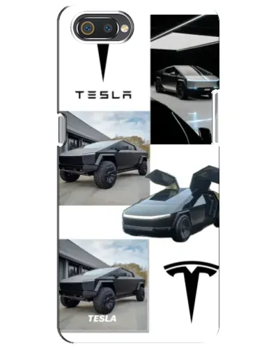 Чехол для Realme C2 с картинкой «Коллаж Cybertruck Tesla»