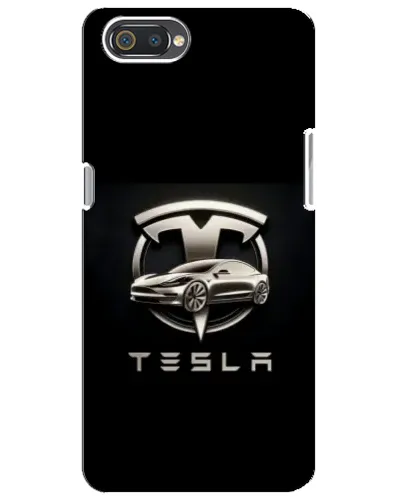 Чехол для Realme C2 с картинкой «Tesla — серебристое авто»