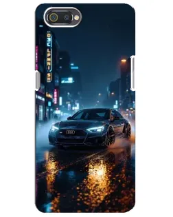 Чехол для Realme C2 с картинкой «Ночной город и Audi»