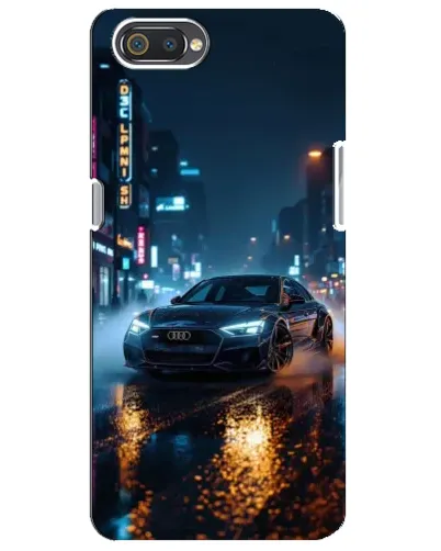 Чехол для Realme C2 с картинкой «Ночной город и Audi»