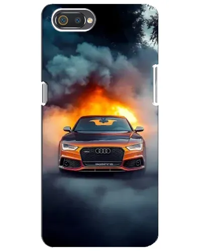 Чехол для Realme C2 с картинкой «Audi в огненном дыму»