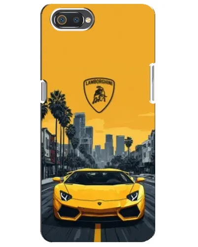 Чехол для Realme C2 с картинкой «Желтый Lamborghini город»