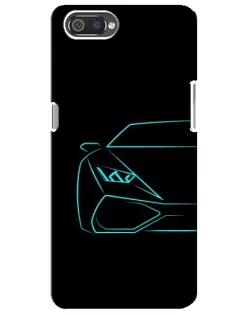Чехол для Realme C2 с картинкой «Голубой силуэт Lamborghini»